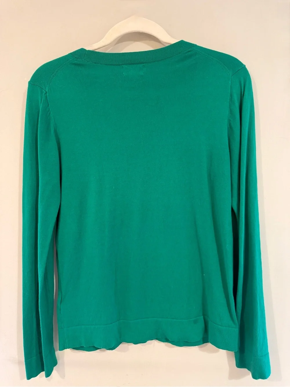 J. Crew Teddie Kelly Green Crew Neck Cotton Sweater, Size Small